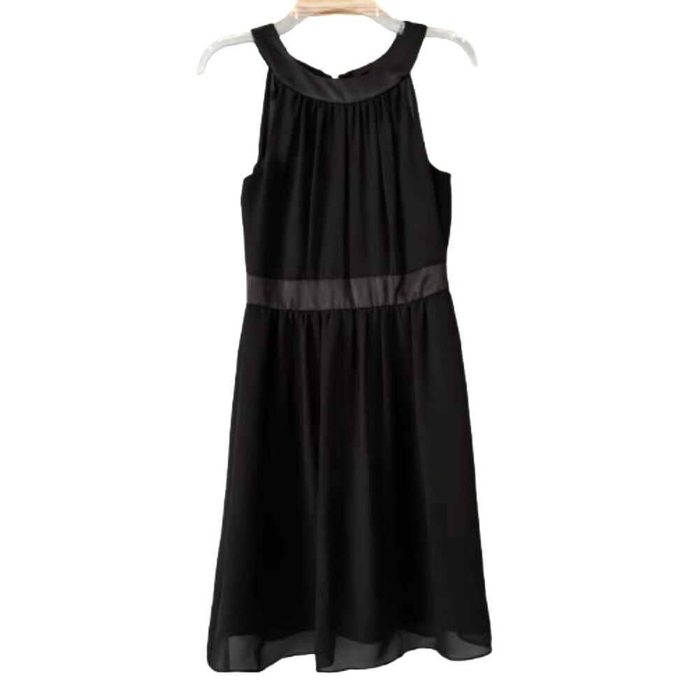 White House | Black Market Sheer Fully Lined Satin Trim Bk. Cocktail Dress 4 #L
